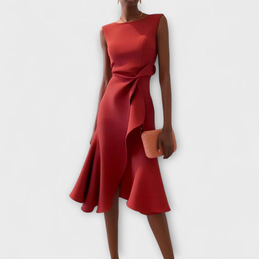Victoria™ – Draped Asymmetrical Midi Dress