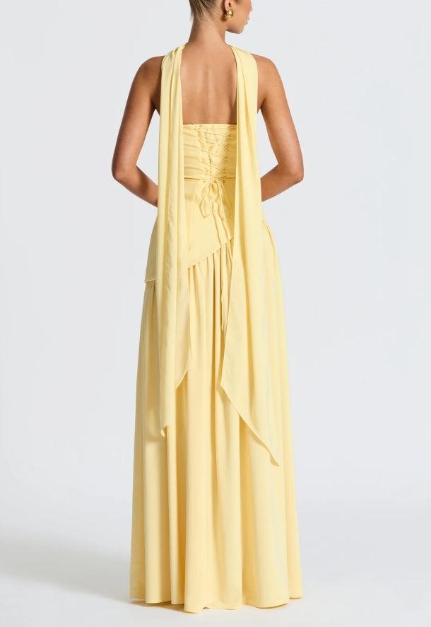 Maliyah Strapless Slit Ribbon Maxi Dress