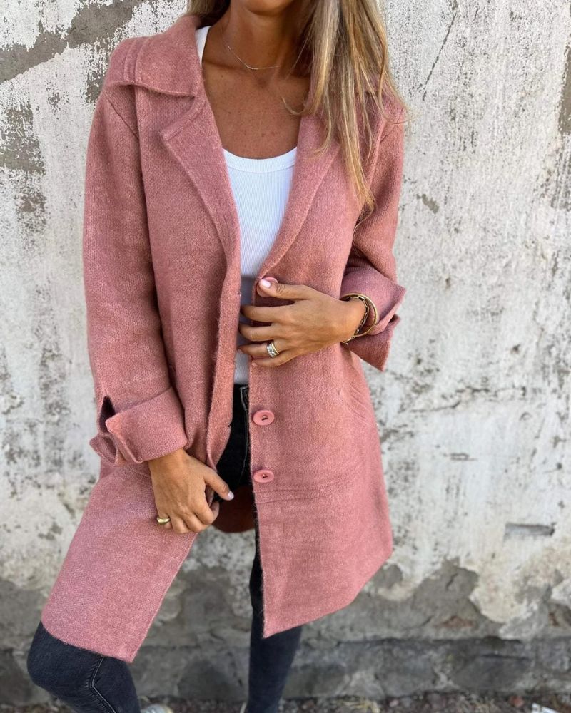 MAILA – Casual Long Coat with Lapels