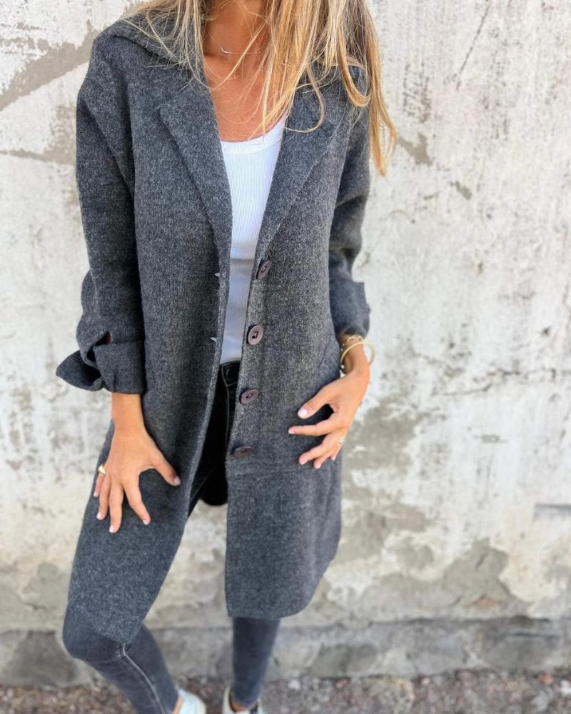 MAILA – Casual Long Coat with Lapels