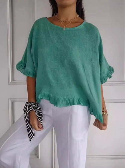 Patsy – Round Neck Linen Blouse
