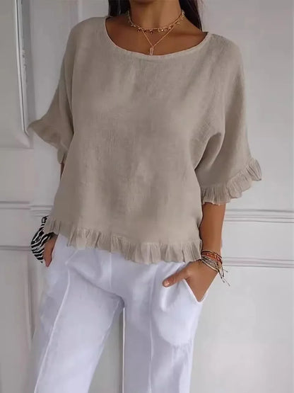 Patsy – Round Neck Linen Blouse