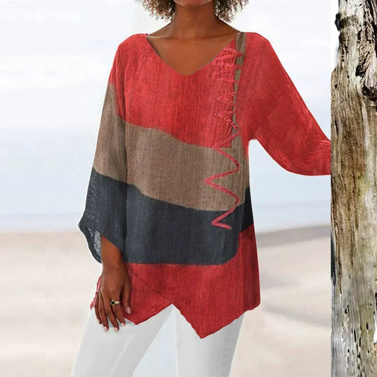 Leviana™ | Artistic V-neck Tunic – Creative, Airy & Elegant