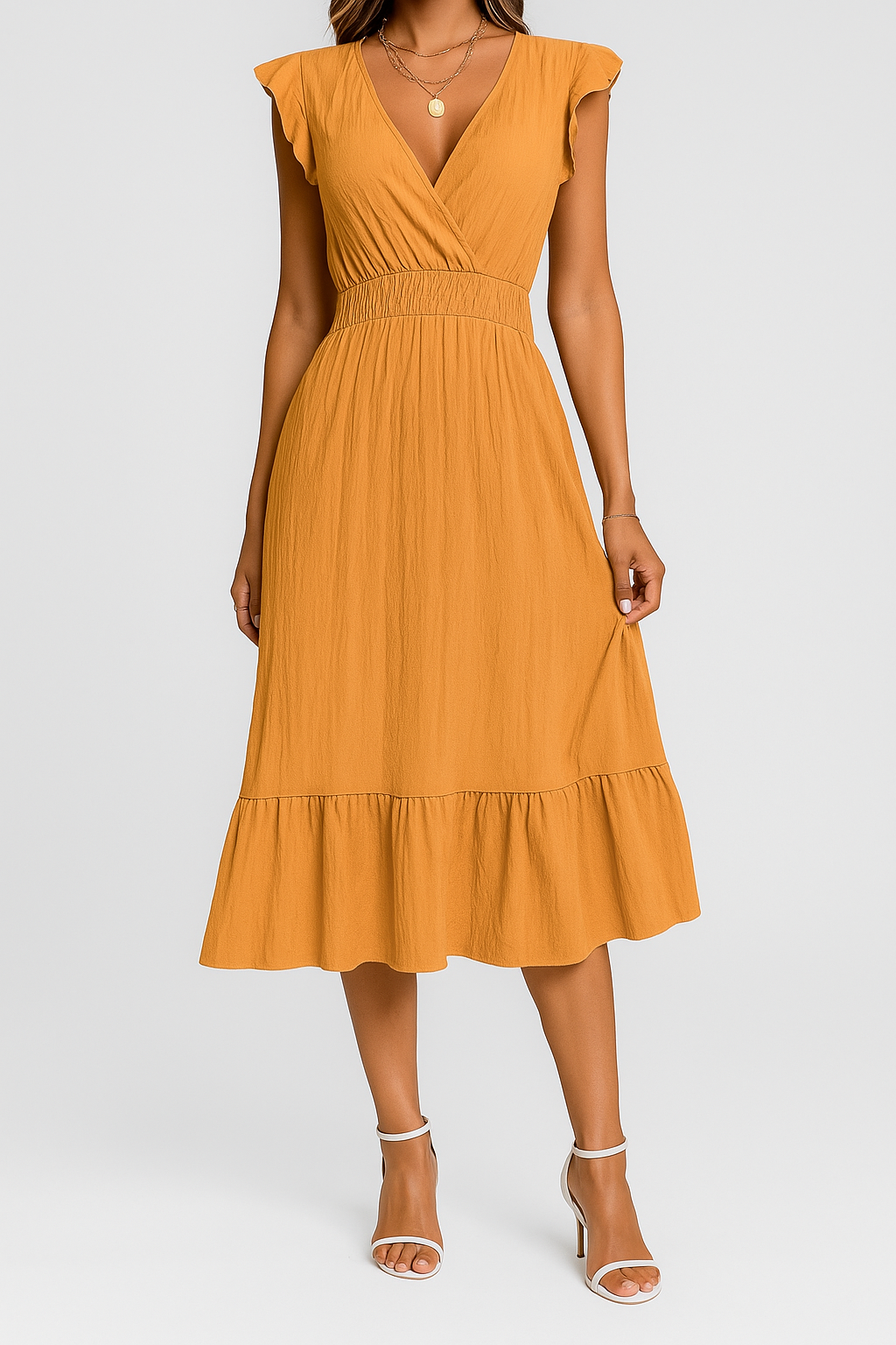 Valmira – Summer Midi Dress with Flowy Ruffles