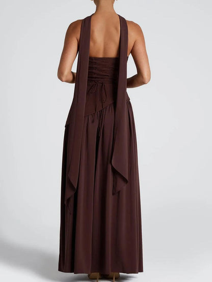 Maliyah Strapless Slit Ribbon Maxi Dress
